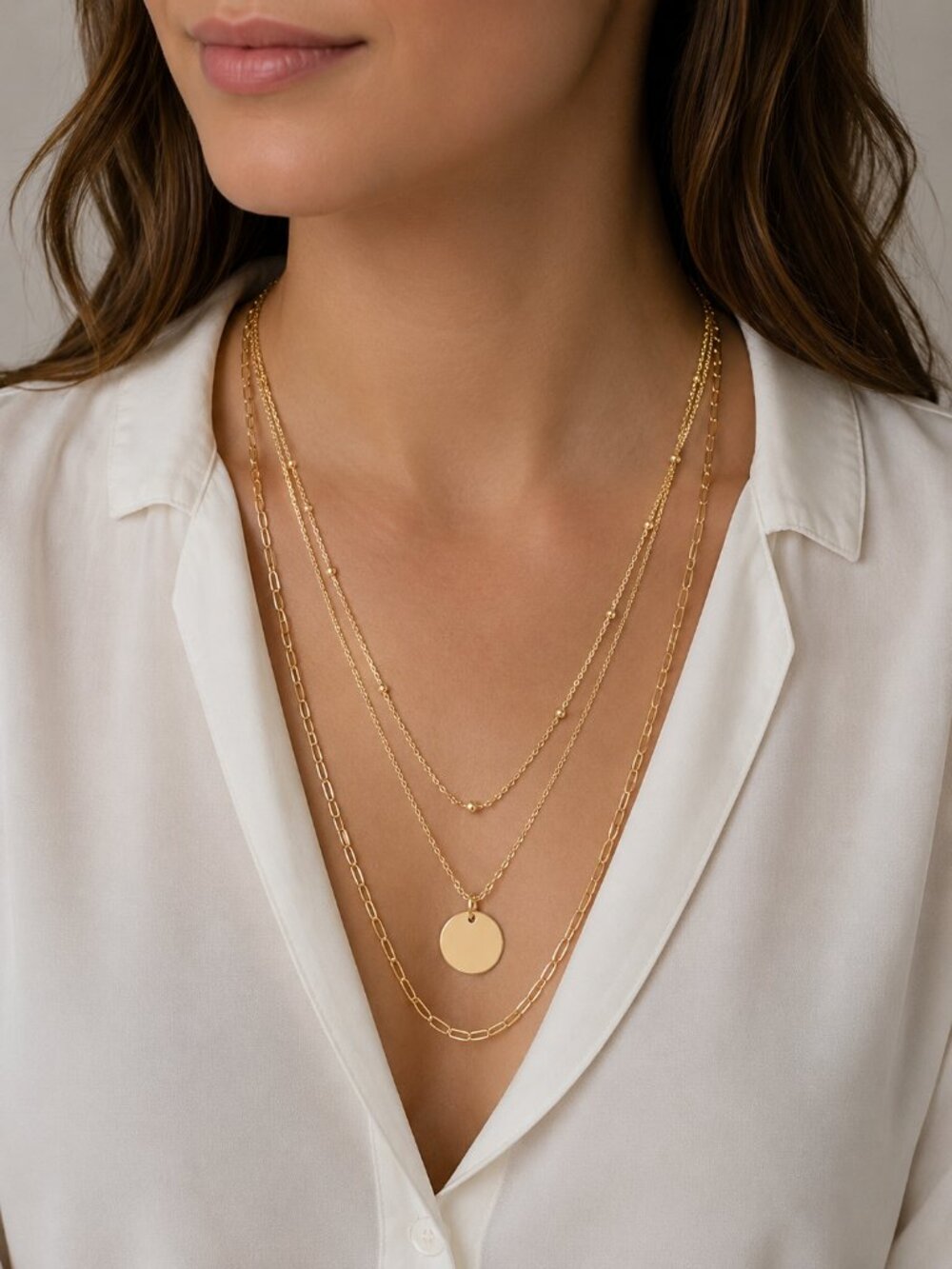 New Gap gold tone layered necklace